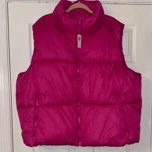 Pink Puffer Vest Tall Length